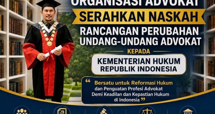 Perwakilan dari 19 Organisasi Advokat secara resmi menyerahkan naskah Rancangan Perubahan Undang-Undang Nomor 18 Tahun 2003 tentang Advokat kepada Kementerian Hukum Republik Indonesia