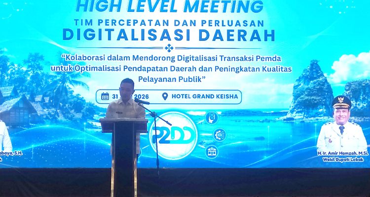 Pemerintah Kabupaten (Pemkab) Lebak melalui Badan Pendapatan Daerah (Bapenda) menggelar High Level Meeting Tim Percepatan dan Perluasan Digitalisasi Daerah (TP2DD) di Hotel Grand Keisha, Jumat (31/7/2026)