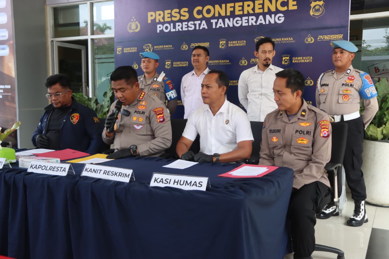 Polresta Tangerang menangkap 5 orang terduga pelaku pengeroyokan dan kekerasan seksual di Desa Ranca Iyuh, Kec. Panongan, Kab. Tangerang